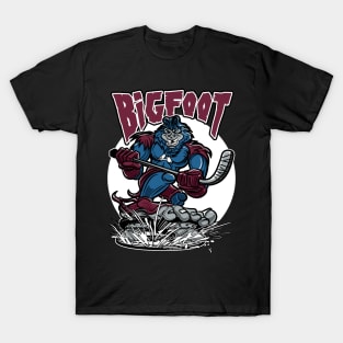 Bigfoot Hockey Player Mascot T-Shirt